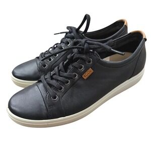ECCO Soft 7 Men's Black Leather Low Top Sneakers US 8 Excellent Comfort